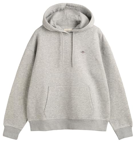 GANT Damen Shield Hoodie Kapuzenpullover, Light Grey Melange, L EU von GANT