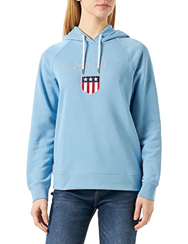 GANT Damen Shield Sweat Hoodie Logo Kapuzenpullover, Gentle Blue, L von GANT