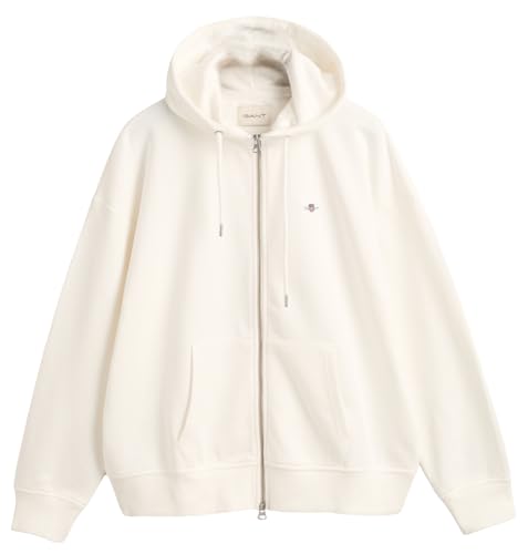 GANT Damen Shield Zip Hoodie Kapuzenpullover, Eggshell, XL EU von GANT