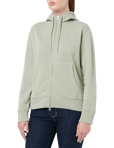 GANT Damen Shield Zip Hoodie Kapuzenpullover, Faded SAGE, M von GANT