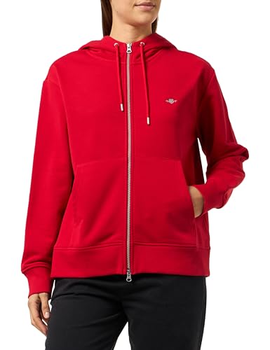 GANT Damen Shield Zip Hoodie Kapuzenpullover, Ruby RED, 42 von GANT