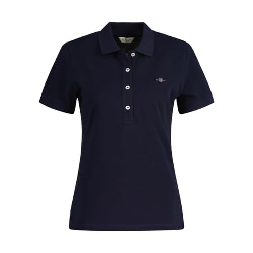 GANT Damen Slim Sheild Cap Sleeve Pique Polo, Evening Blue, X-Large von GANT