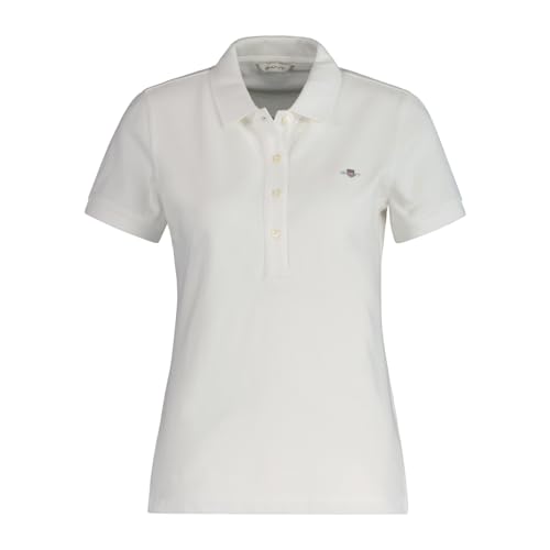 GANT Damen Slim Sheild Cap Sleeve Pique Polo, White, Large von GANT