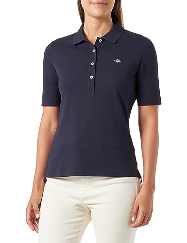 GANT Damen Slim Shield Pique Polohemd, Evening Blue, L EU von GANT