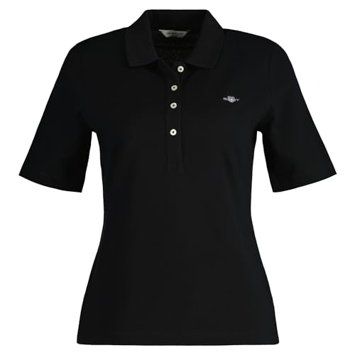 GANT Damen Slim Shield SS Pique Polo, Black, Large von GANT