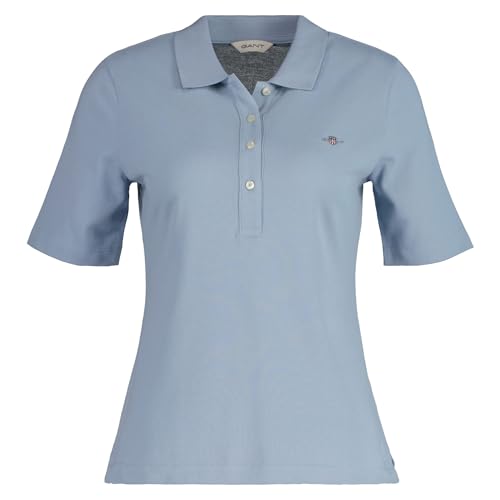 GANT Damen Slim Shield SS Pique Polo, Dove Blue, Large von GANT