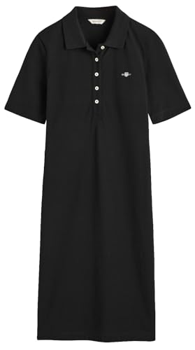 GANT Damen Slim Shield SS Pique Polo Dress Kleid, Black, XXL von GANT