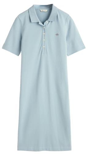 GANT Damen Slim Shield SS Pique Polo Dress Kleid, Dove Blue, L von GANT