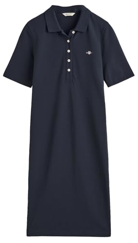 GANT Damen Slim Shield SS Pique Polo Dress Kleid, Evening Blue, Large von GANT