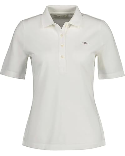 GANT Damen Slim Shield SS Pique Polo Polohemd, Eggshell, L von GANT