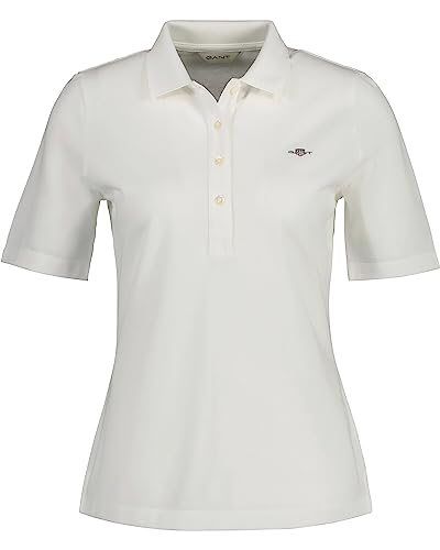 GANT Damen Slim Shield SS Pique Polo Polohemd, Eggshell, L von GANT