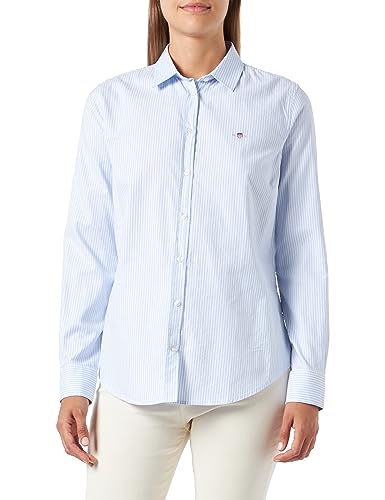 GANT Damen Slim Stretch Oxford Stripe Shirt Klassisches Hemd, Light Blue, 36 EU von GANT