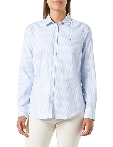 GANT Damen Slim Stretch Oxford Stripe Shirt Klassisches Hemd, Light Blue, 42 EU von GANT