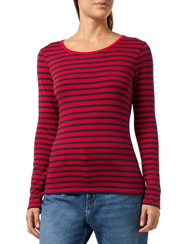 GANT Damen Slim Striped 1X1 Ribbed LS T-Shirt, Ruby RED, XXL von GANT