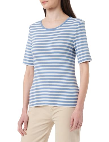 GANT Damen Slim Striped 1X1 Ribbed SS T-Shirt, Blue Water, Large von GANT