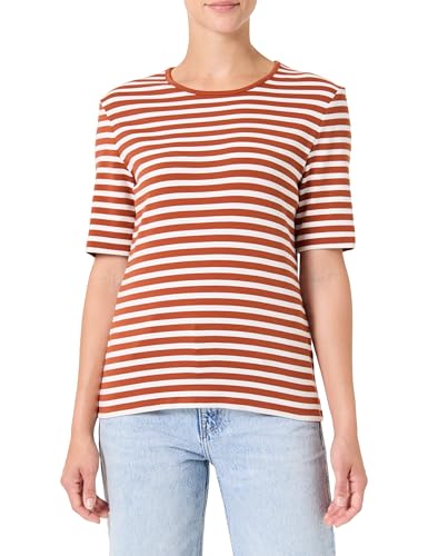 GANT Damen Slim Striped 1X1 Ribbed SS T-Shirt 4203493, Rusty Brown,L von GANT