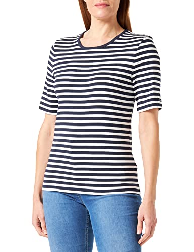 Gant Damen Slim Striped 1X1 Ribbed SS T Shirt MIT Streifen, Evening Blue, S von GANT