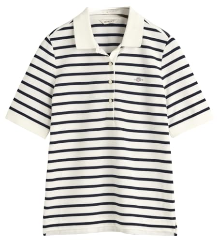 GANT Damen Slim Striped Shield SS Pique Polo, Eggshell, Small von GANT