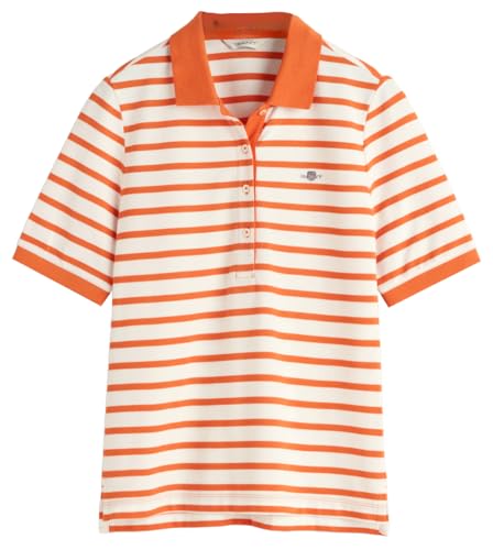 GANT Damen Slim Striped Shield SS Pique Polo, Pumpkin ORANGE, Large von GANT