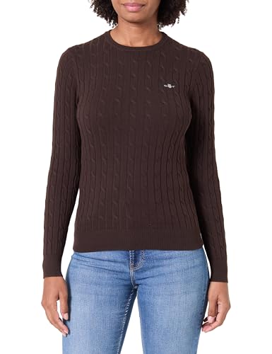 GANT Damen Stretch Cotton Cable C-Neck Pullover, DEEP Brown, L von GANT
