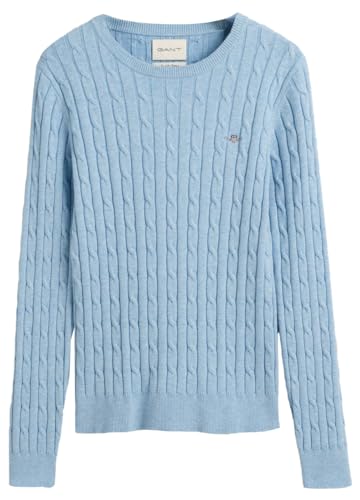 GANT Damen Stretch Cotton Cable C-Neck Pullover, Dove Blue, M von GANT