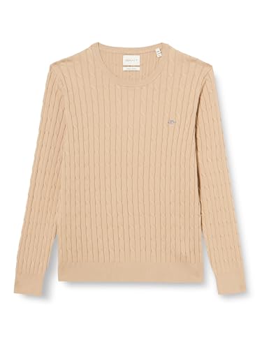 GANT Damen Stretch Cotton Cable C-Neck Pullover, Dry Sand, L von GANT