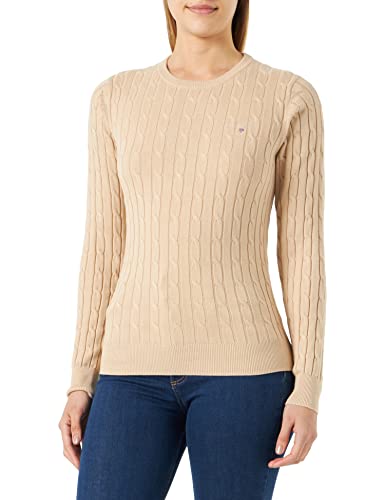 GANT Damen Stretch Cotton Cable C-Neck Pullover, Dry Sand, Standard von GANT