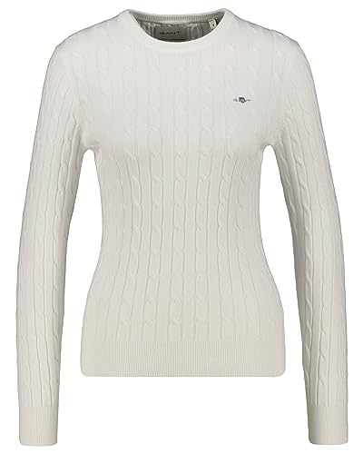 GANT Damen Stretch Cotton Cable C-Neck Pullover, Eggshell, Standard von GANT