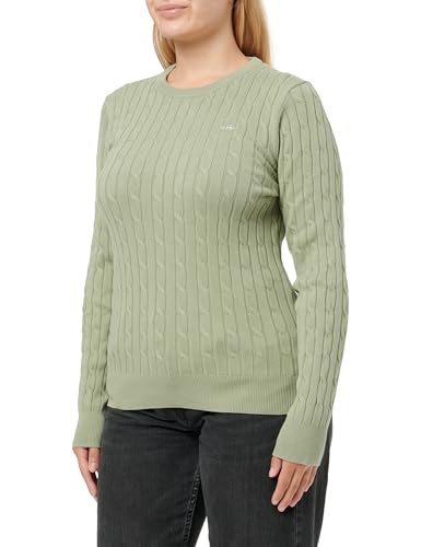 GANT Damen Stretch Cotton Cable C-Neck Pullover, Faded SAGE, XXL von GANT