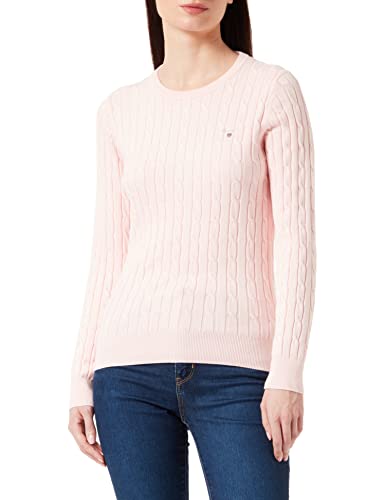 GANT Damen Stretch Cotton Cable C-Neck Pullover, Light PINK Melange, XXL von GANT