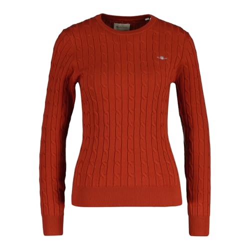 GANT Damen Stretch Cotton Cable C-Neck Pullover, MODERN Rust, L von GANT
