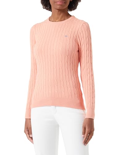 GANT Damen Stretch Cotton Cable C-Neck Pullover, Peachy PINK, M von GANT