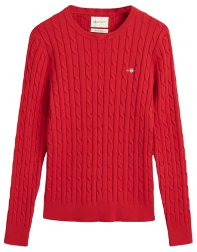 GANT Damen Stretch Cotton Cable C-Neck Pullover, Ruby RED, XXL von GANT