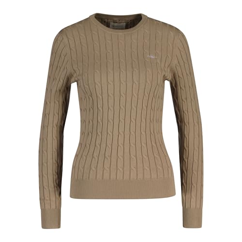 GANT Damen Stretch Cotton Cable C-Neck Pullover, Taupe BEIGE, L von GANT