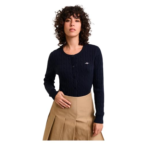 GANT Damen Stretch Cotton Cable Cardigan Strickjacke, Evening Blue, L EU von GANT