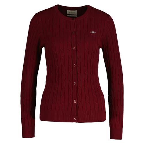 GANT Damen Stretch Cotton Cable Cardigan Strickjacke, PLUMPED RED, Small von GANT