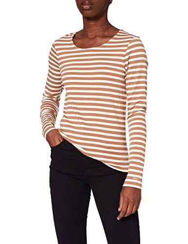 GANT Damen Stripe 1X1 Rib Striped LS T-Shirt, Roasted Walnut, L von GANT