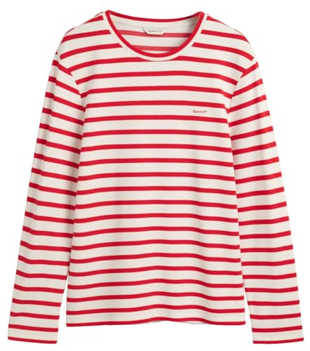 GANT Damen Striped LS T-Shirt, Bright RED, Medium von GANT