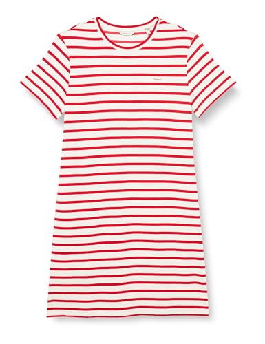 GANT Damen Striped SS T-Shirt Dress Kleid, Bright RED, X-Large von GANT
