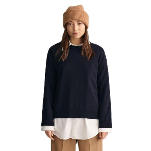 GANT Damen Superfine Lambswool C-Neck Pullover, Evening Blue, XS GANT Damen Superfine Lambswool C-Neck Pullover, Evening Blue, XS von GANT