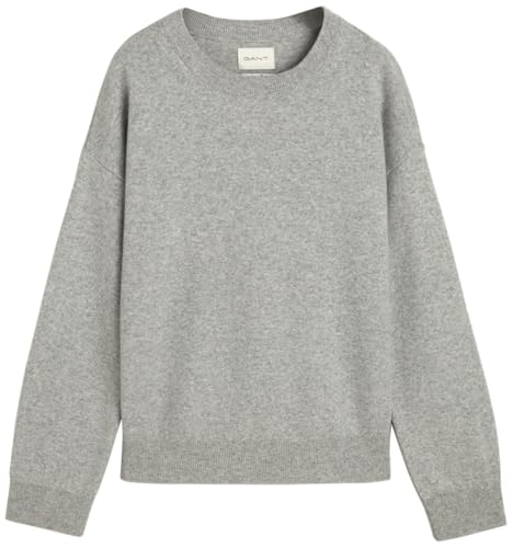 GANT Damen Superfine Lambswool C-Neck Pullover, Grey Melange, Medium GANT Damen Superfine Lambswool C-Neck Pullover, Grey Melange, Medium von GANT