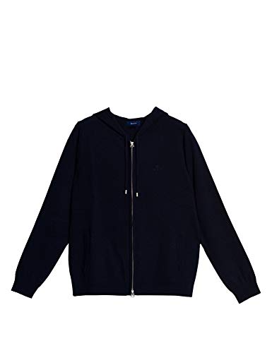 GANT Damen Superfine Lambswool Zip Hoodie Kapuzenpullover, Blau (Marine 410), X-Small (Herstellergröße: XS) von GANT
