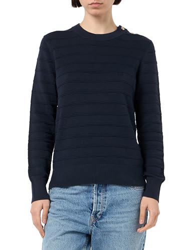 GANT Damen Textured Cotton C-Neck Pullover, Evening Blue, L EU von GANT