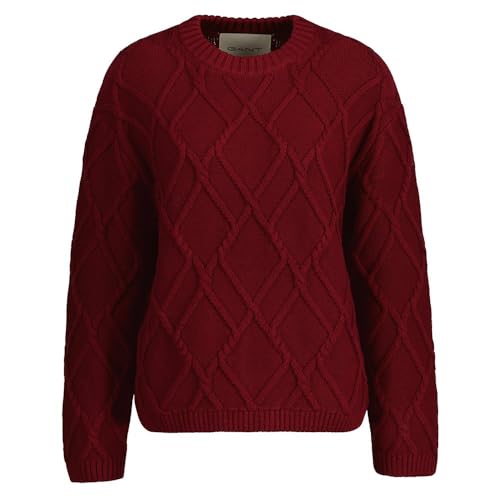 GANT Damen Textured Knit C-Neck Pullover, PLUMPED RED, 32 von GANT