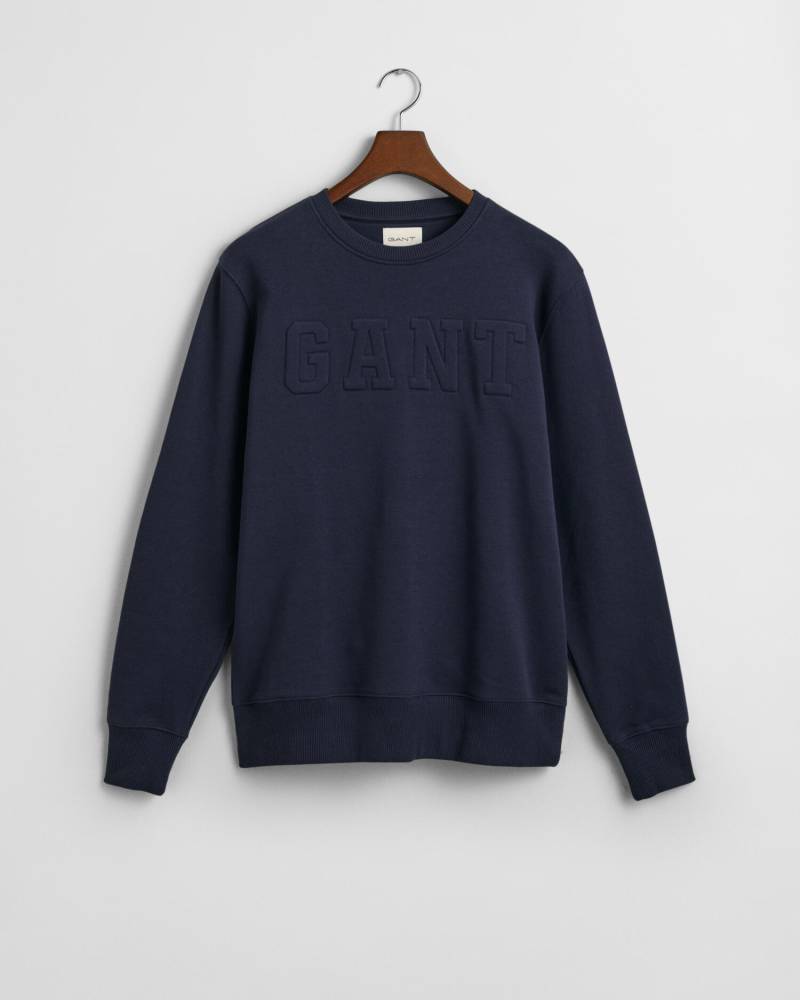GANT - Embossed Rundhals-Sweatshirt evening blue - Gr. - XXL von GANT