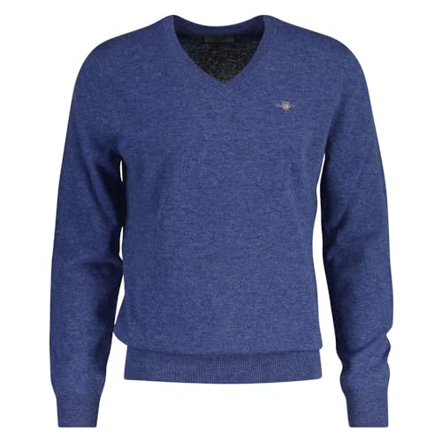 GANT Herren Extrafine Lambswool V-Neck Pullover, Stone Blue Melange, S EU von GANT