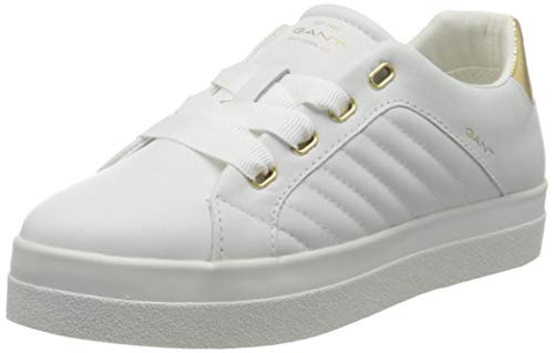 GANT FOOTWEAR Damen AVONA Sneaker, Bright White/Gold, Bright White/Gold, 41 von GANT