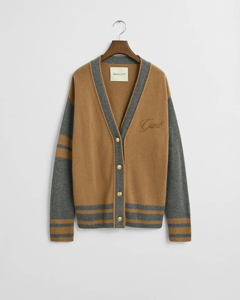 GANT - GANT Varsity V-Neck Strickjacke whiskey brown - Gr. - M von GANT