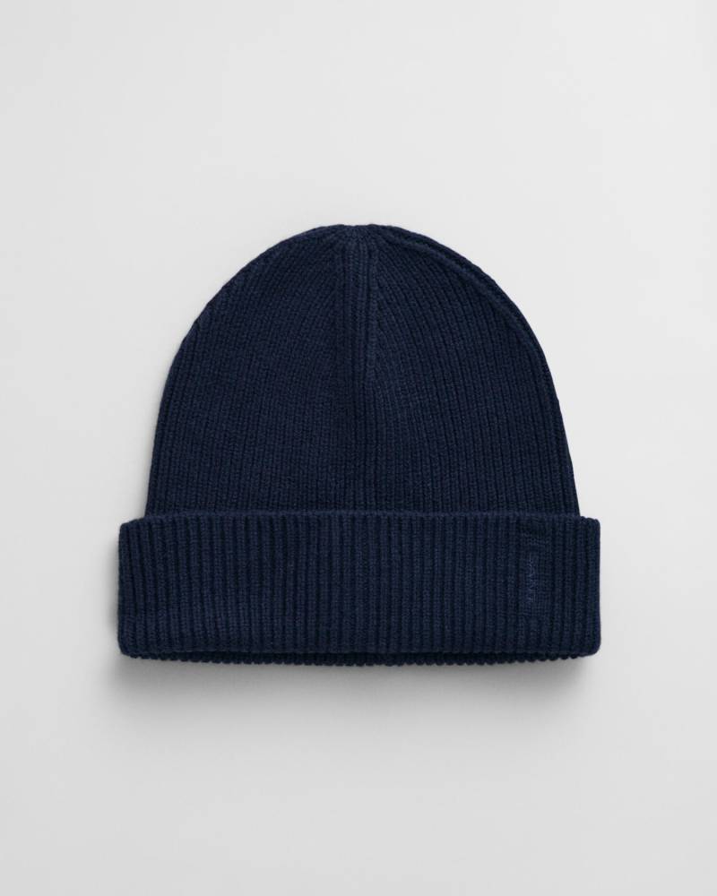 GANT - Gerippte Beanie aus Wolle evening blue - Gr. - OS von GANT