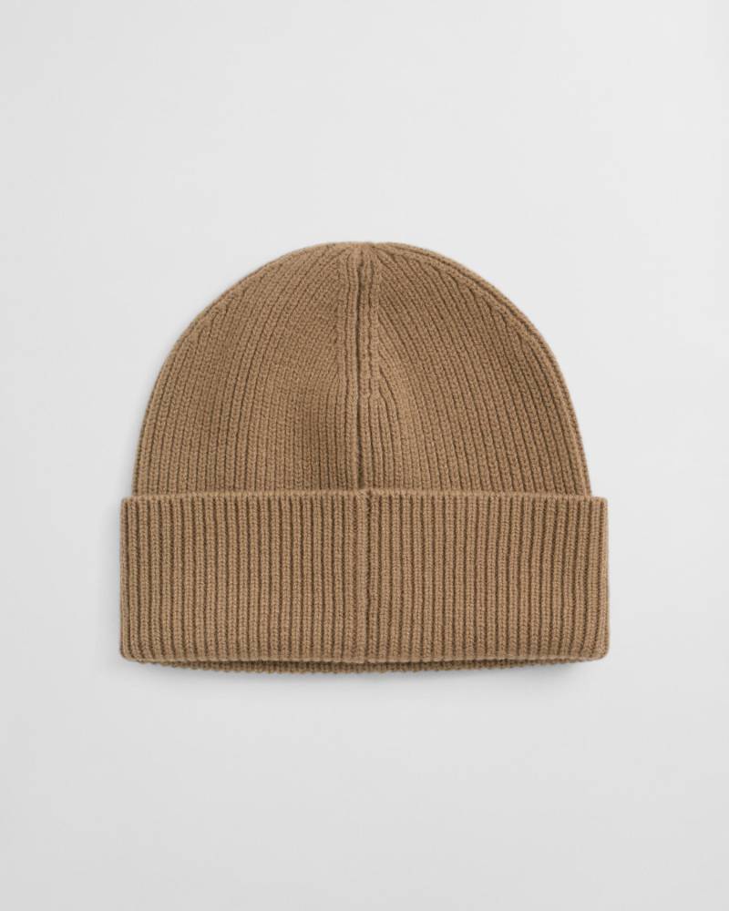 GANT - Gerippte Beanie aus Wolle warm khaki - Gr. - OS von GANT